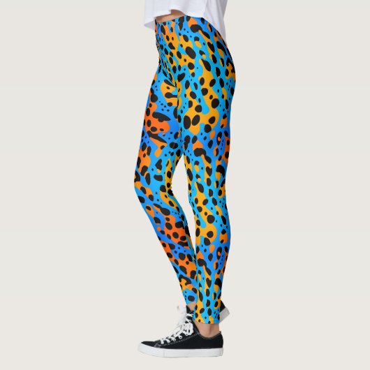 Modern Blauw Sinaasappel Gradient Animal Print Pat Leggings (Links)