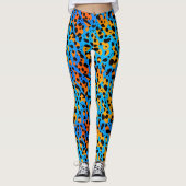 Modern Blauw Sinaasappel Gradient Animal Print Pat Leggings (Voorkant)