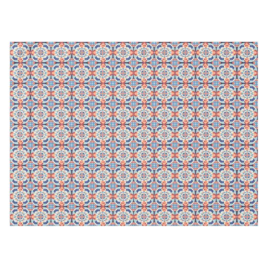 Modern Blauw Sinaasappel Graphic Tegel Pattern Tafelkleed (Voorkant (Horizontaal))