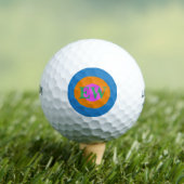 Modern Blauw Sinaasappel Roze Monogram Aangepaste  Golfballen (Insitu Shirt)