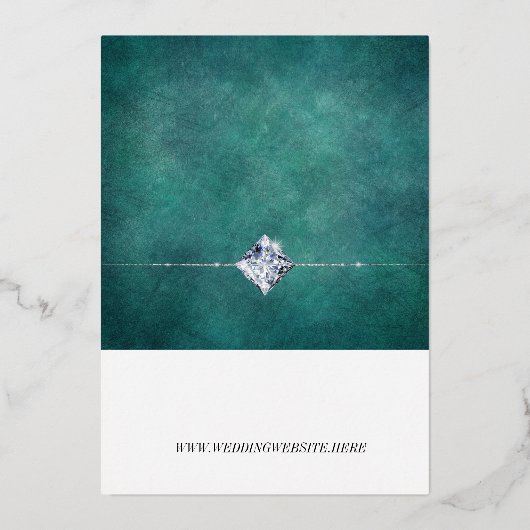 Modern blauw, slechts liefde, sparen de datum foli folie uitnodiging (Achterkant)