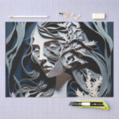 Modern Blauw Sprookje Futuristische Vrouw Tissuepapier (Craft)