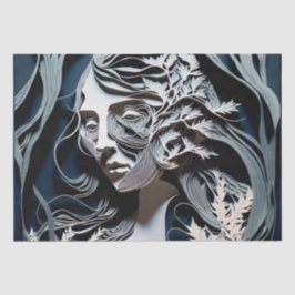 Modern Blauw Sprookje Futuristische Vrouw Tissuepapier