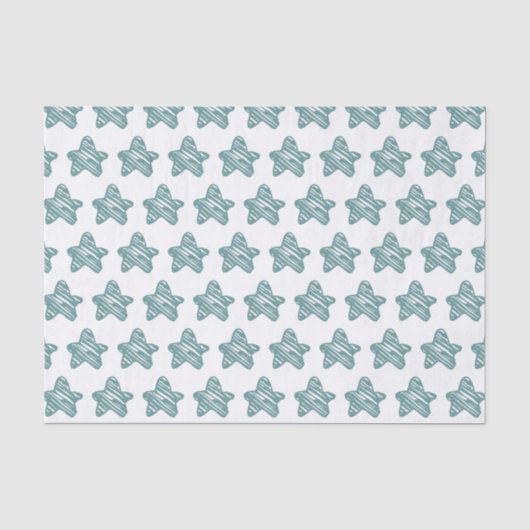Modern Blauw Ster Schets Patroon Tissuepapier (Voorkant)