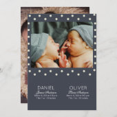 Modern Blauw stippen Patroon Geboorte Aankondiging (Voorkant / Achterkant)