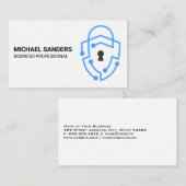 Modern Blauw Tech Beveiligingsschild Logo Visitekaartje (Voorkant / Achterkant)