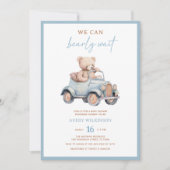 Modern blauw teddybeer foto jongen Baby shower Kaart (Voorkant)