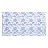 Modern Blauw Toile Cacao en Chocolade Patroon Kussensloop (Achterkant)