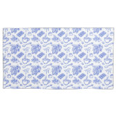 Modern Blauw Toile Cacao en Chocolade Patroon Kussensloop (Voorkant)