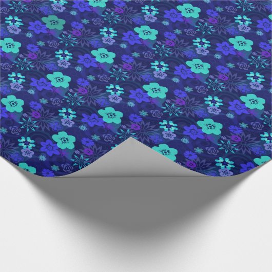 Modern blauw trappelpapier cadeaupapier (Hoek)