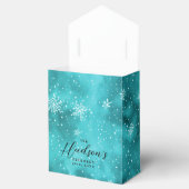 Modern Blauw Turquoise Kerstmis Sneeuwvlokken Part Bedankdoosjes (Geopend)