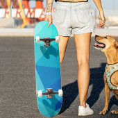 Modern blauw turquoise schaduw geometrisch patroon persoonlijk skateboard