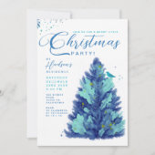 Modern Blauw Turquoise Vrolijk Kerstboomfeest Kaart (Voorkant)
