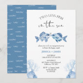 Modern blauw Twee vissen minder in het Zee Verlovi Kaart (Voorkant / Achterkant)