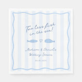 Modern blauw twee vissen minder in Zee huwelijksdo Servet (Voorkant)