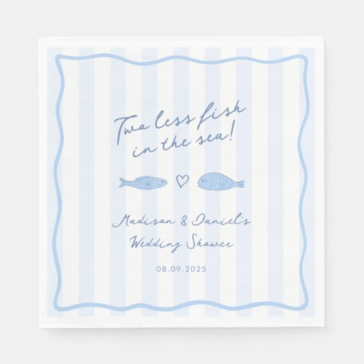 Modern blauw twee vissen minder in Zee huwelijksdo Servet (Voorkant)