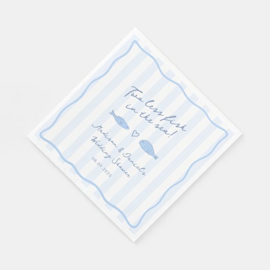 Modern blauw twee vissen minder in Zee huwelijksdo Servet (Hoek)