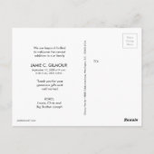 Modern blauw tweede Baby fotocollage dank u Briefkaart (Achterkant)