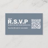 Modern Blauw vet RSVP QR Code Huwelijk Informatiekaartje (Voorkant)