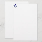 Modern blauw vierkant en kompassen briefpapier (Voorkant / Achterkant)