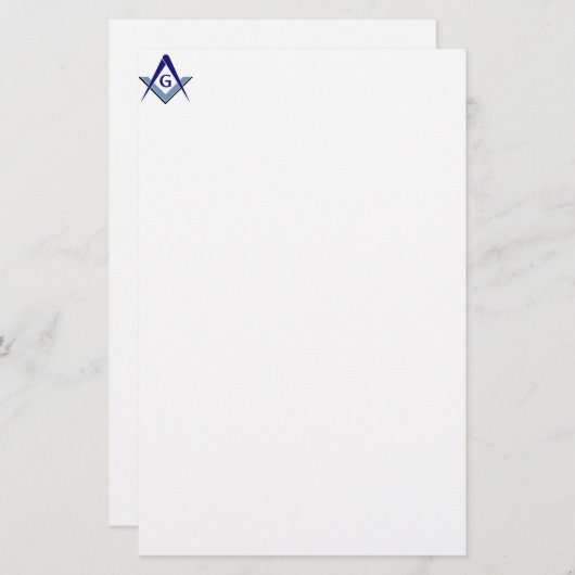 Modern blauw vierkant en kompassen briefpapier (Voorkant / Achterkant)