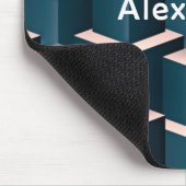 Modern blauw vierkant geometrisch patroon aanpasse muismat (Hoek)