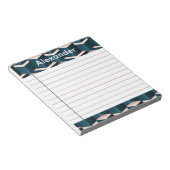 Modern blauw vierkant geometrisch patroon aanpasse notitieblok (Schuin)