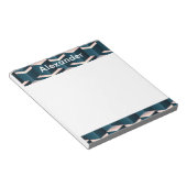 Modern blauw vierkant geometrisch patroon aanpasse notitieblok (Schuin)