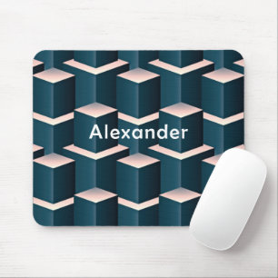 Modern blauw vierkant geometrisch patroon personal muismat