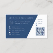 Modern blauw Visitekaartje voor Realtors met QR-co (Achterkant)
