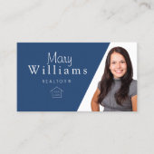 Modern blauw Visitekaartje voor Realtors met QR-co (Voorkant)