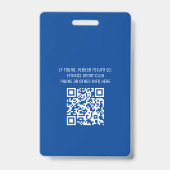 Modern Blauw Vrijwilligers ID Logo QR Code Eveneme Badge (Achterkant)