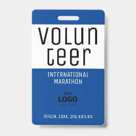 Modern Blauw Vrijwilligers ID Logo QR Code Eveneme Badge