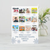 Modern blauw wat een jaar Review foto kerst Feestdagenkaart (Staand voorkant)