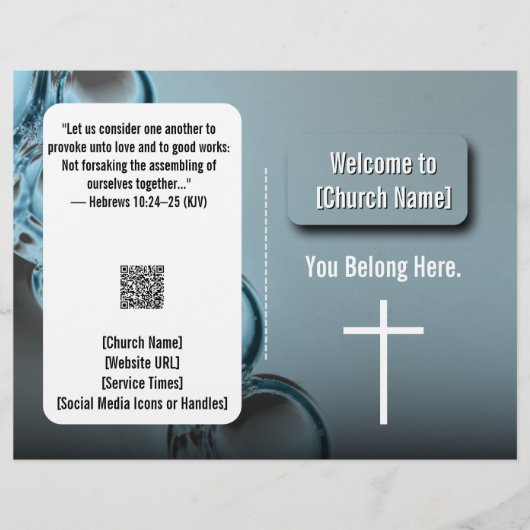 Modern Blauw Water Kerk Bulletin Flyer (Voorkant)