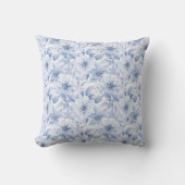 Modern Blauw Waterverf Bloemmotief Kussen (Voorkant)