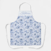 Modern Blauw Waterverf Bloemmotief Schort (Voorkant)