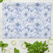 Modern Blauw Waterverf Bloemmotief Theedoek (Gevouwen)