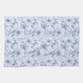 Modern Blauw Waterverf Bloemmotief Theedoek (Horizontaal)