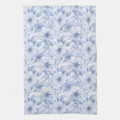 Modern Blauw Waterverf Bloemmotief Theedoek (Verticaal)
