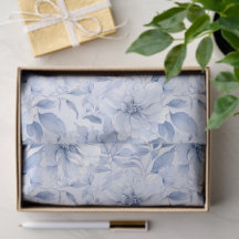 Modern Blauw Waterverf Bloemmotief 