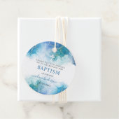 Modern blauw Waterverf jongensdoop dank u Bedankjes Labels (In situ)