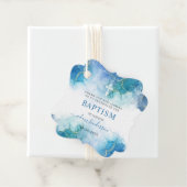 Modern blauw Waterverf jongensdoop dank u Bedankjes Labels (In situ)