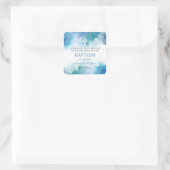 Modern blauw Waterverf jongensdoop dank u Vierkante Sticker (Tas)