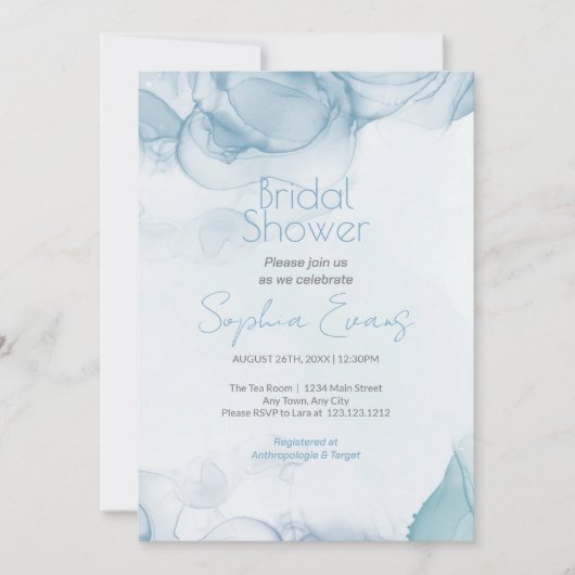 Modern blauw Waterverf Vrijgezellenfeest Kaart (Voorkant)