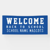 Modern Blauw Welkom Terug naar School Mascottes Spandoek (Horizontaal)