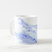 Modern blauw wit abstract marmerpatroon koffiemok (Voorkant links)