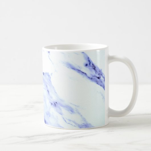 Modern blauw wit abstract marmerpatroon koffiemok (Rechts)
