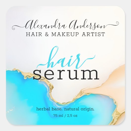 Modern Blauw Wit Agaat Marmer Opal Product Label (Voorkant)