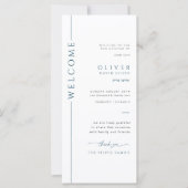 Modern blauw-wit bar mitswa programma Kaart (Voorkant)